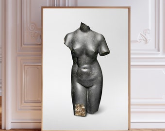 Aphrodite Skulptur Druck | Griechische Statue Wandkunst | Dunkles, feminines Luxus-Wohndekor