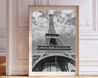Eiffel Tower Print | Black White Paris Wall Art | Parisian Home Decor | Travel Poster Gift