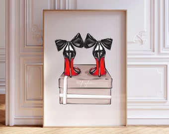 Stylish Red Bottom Heels Poster Wall Art Fashion Aesthetic Wall Art Red Bottom Lovers Art High Heels Wall Art Luxury Wall Art for Gifts