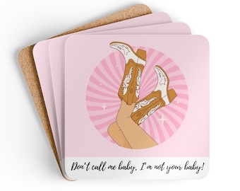 Lindo juego de posavasos de vaquera rosa de 4 ideas de regalos estéticos para vaqueras Ideas de decoración del hogar occidental rosa para vaqueras Ideas de regalos para amantes del café
