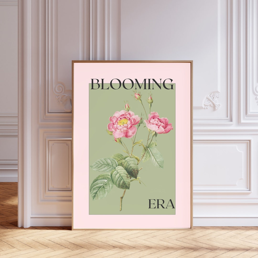 Pink Rose Wall Art Poster Printed Inspirational Wall Art Blooming Era ...
