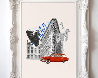 Limited Edition Wall Street Surrealism Poster Retro Eclectic Maximalism with Bull Market and Old Money Aesthetic Art for Investors n Traders