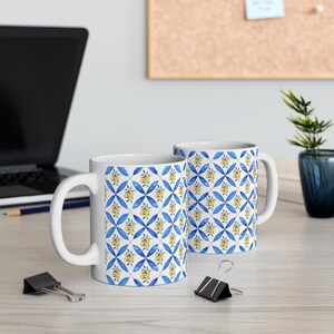 This is Ceramic 11oz mug with a design of Mediterranean blue tile and lemon which gives you the sense of Italian vibe. This is a trendy coffee mug because of the Italian design & style. This Cute coffee mug is a perfect gift for your loved ones.