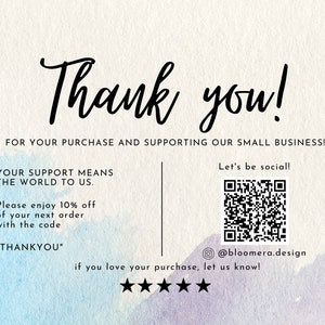 May include: Thank you! For your purchase and supporting our small business! Your support means the world to us. Please enjoy 10% off of your next order with the code "THANKYOU". Let's be social! @bloomera.design If you love your purchase, let us know!