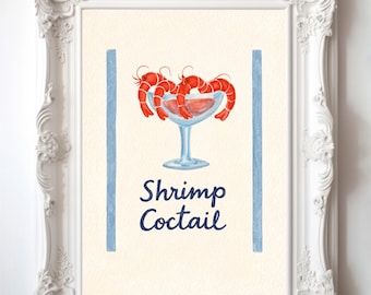 Shrimp Cocktail Coastal Kitchen Wall Art Poster
