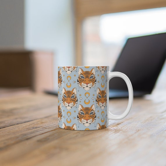 Cute Spiritual Tiger Mug Spiritual Mug for Gift Cute Animal Mug Seamless Animal Pattern Mug Trendy Coffee Mug Cute Animal Mug Gift