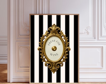 Art Deco Wine Bar Poster Printed, Black and White Wall Decor