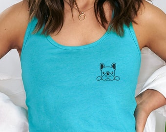 French Bulldog Women's Racerback Tank Top, Frenchie Shirt, Dog Tank Top, French Bulldog Shirt, Frenchie Gift for Women, Women's Gift