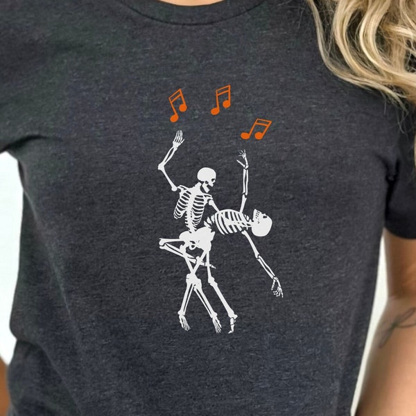 Skeleton Dancing Shirt, Halloween Rock Shirt, Skull Shirt for Couples, Funny Spooky Shirt, Halloween Shirt Costume, Purple Halloween Shirt