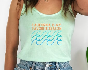 Women's Racerback California Tank Top, California Beach Waves, Summer Top, Funny Shirts, West Coast Shirt, Women's Gift, Beach Tank Top