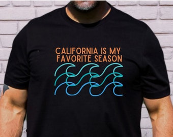 California Waves Tshirt, California Summer, California Vintage, Funny Tshirt for Guys, West Coast Shirt, California State Shirt, Men's Gift