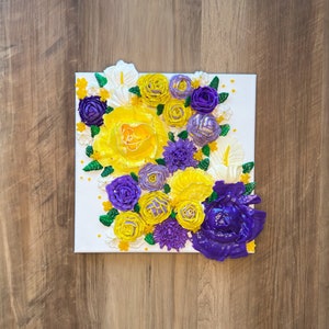 Frolic Through The Flowers - 10x10 Inch 3D Flower Painting