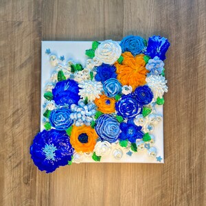 Blue Flower Fields - 10x10 Inch 3D Flower Painting
