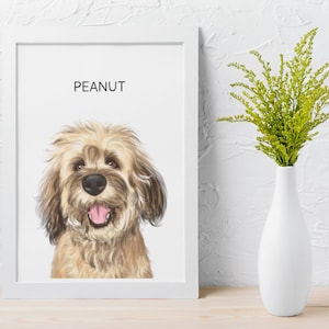 Custom Pet Portrait Digital Print •Dog Painting Hand Painted from Photo•Pet Gift