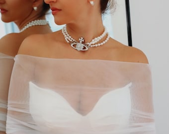 Off-Shoulder Tulle Bridal Shawl: Wedding Bolero Wrap
