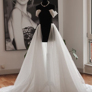 Abnehmbarer Tüll Hochzeit Überrock: Extra Lange Braut Schleppe, Ivory