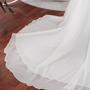 Detachable Chiffon Wedding Overskirt, Bridal Sheer Overskirt, White Chiffon Wedding Skirt. Off-White Sheer Chiffon Overskirt & bridal train image 9