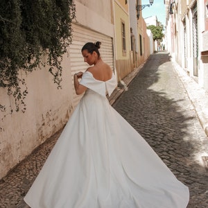 Detachable Wedding Crepe Overskirt, Bridal train Overskirt, Off white crepe Wedding Skirt, Detachable Overskirt Wedding Train, Bridal skirt image 7