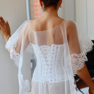Lace Tulle Bridal Cape: Off-the-Shoulder Wedding Bolero