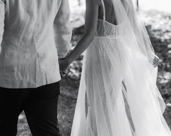 Luxury Detachable Wedding Overskirt made from tulle. Bridal Tulle Overskirt with satin belt.  Luxury Deatachable Sheer Tulle Overskirt