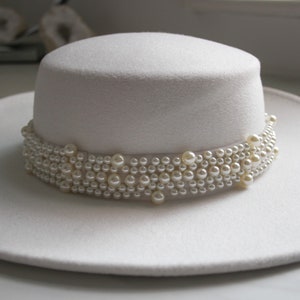 White Pearl Wedding Hat | White Boho Hat| Oversized Boho Bridal Hat | Bohemian Bridal Hat | Boho Luxe Bolero Hat | Fedora Hat