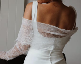 Off-Shoulder Chantilly Lace Bridal Wrap - Wedding Bolero