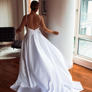 Detachable Wedding Satin Overskirt, Long Bridal Satin Overskirt, Satin Wedding Skirt, Off-Lixur Satin Bridal Overskirt, Wedding Satin Train