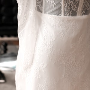 Luxurious French Lace Mini Wedding Dress, Lace Long Sleeve Wedding Mini Dress, Detachable Sleeve Bridal Dress, Luxury Mini Bridal Dress image 6