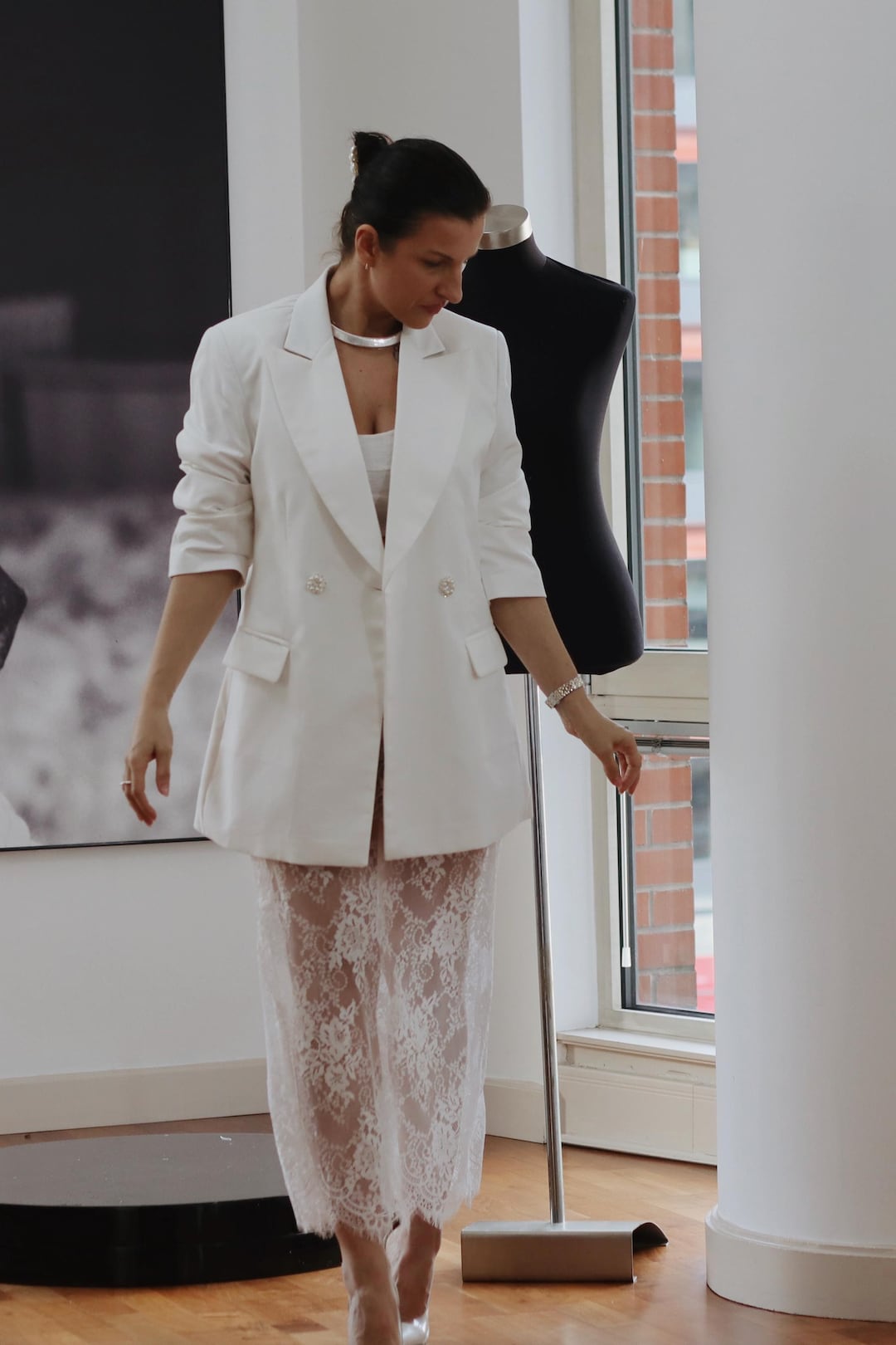 Lace Midi Skirt - Cream main image 1