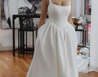 chinese dress ladies Solana Corset – Elegant Basque Waist Satin Bridal Corset with Boning, Lace-Up  Back, and Drop Waist – Boom Blush