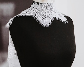 Chantilly Lace Bridal Scarf: Ivory Wedding Neck Tie, Shoulder Wrap