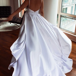 Detachable Wedding Satin Overskirt, Long Bridal Satin Overskirt, Satin Wedding Skirt, Off-Lixur Satin Bridal Overskirt, Wedding Satin Train