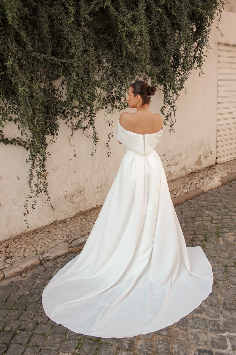 Detachable Wedding Crepe Overskirt, Bridal train Overskirt, Off white crepe Wedding Skirt, Detachable Overskirt Wedding Train, Bridal skirt image 1