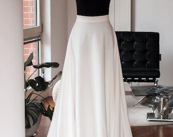 Detachable Off-White Crepe Wedding Overskirt: Bridal Separates