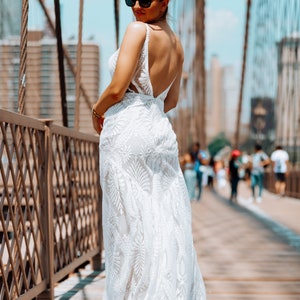 Bohemian Wedding Dress, Bohemian Bridal Gown, Sleeveless Wedding Dress, Champagne Lace Wedding Gown, Modern Bride, Sleeveless dress image 1