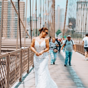 Bohemian Wedding Dress, Bohemian Bridal Gown, Sleeveless Wedding Dress, Champagne Lace Wedding Gown, Modern Bride, Sleeveless dress image 2