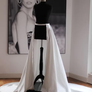 Detachable Satin Wedding Overskirt: Bridal Train, Off-White