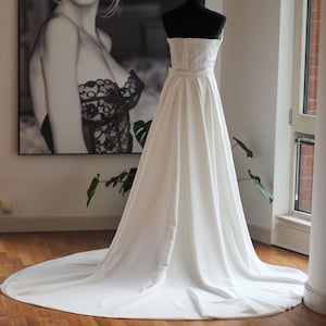 Detachable Crepe Wedding Overskirt: Ivory Bridal Train, 1.8m Long