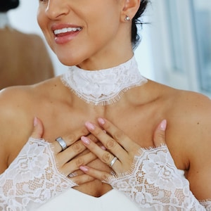 Chantilly Lace Bridal Sleeves: Ivory Detachable Fingerless Wedding Gloves image 8