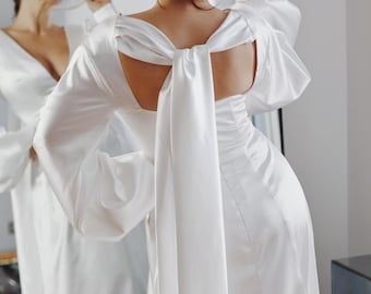 Ivory Satin Finish Brauthut: Weißer Hochzeitshut mit abnehmbarem Tüllband