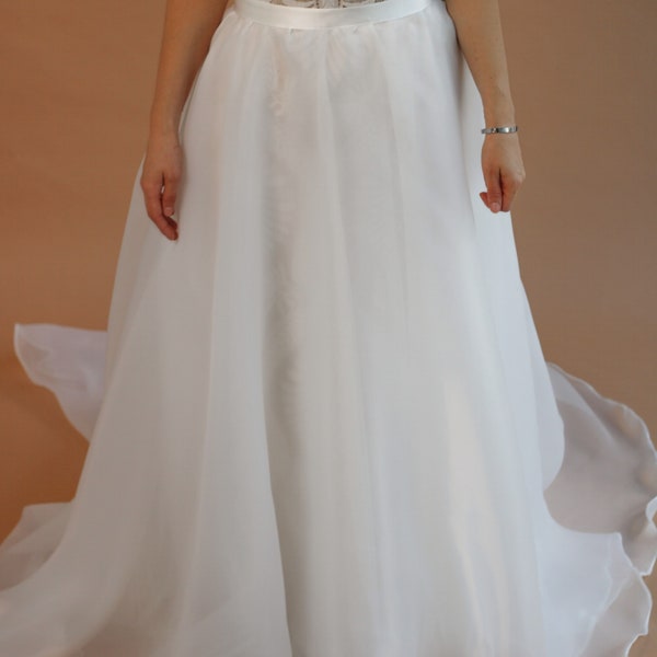 Organza  Wedding Overskirt, Bridal  Overskirt, Organza Wedding Skirt, Off-White Organza Overskirt, Organza Wedding Train, Bridal Skirt Tulle