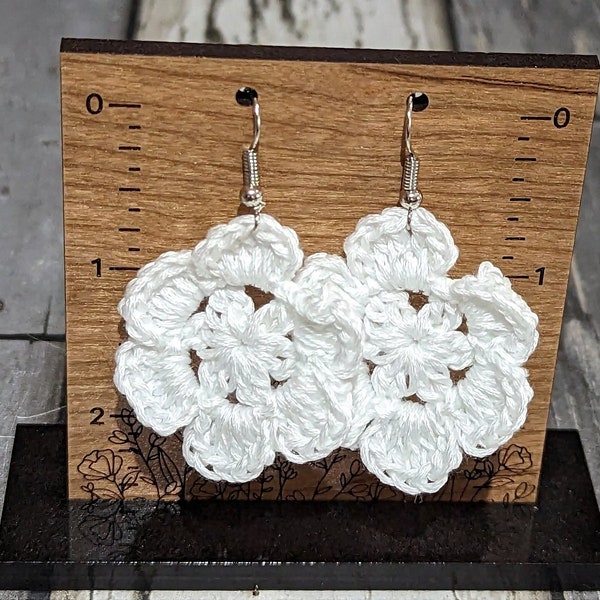 White Crochet Doilie Earrings