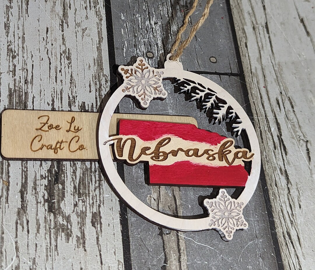 State of Nebraska Wood Christmas Ornament Etsy
