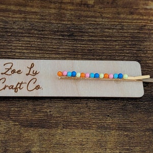 Rainbow Beaded Hair Bobby Pins