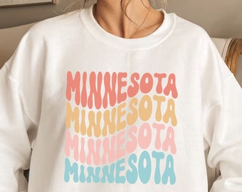 Retro Minnesota Crewneck Sweatshirt: Colorful MN State Sweater