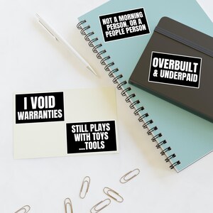 Funny Blue Collar Sticker Pack: Toolbox Decals, I Void Warranties