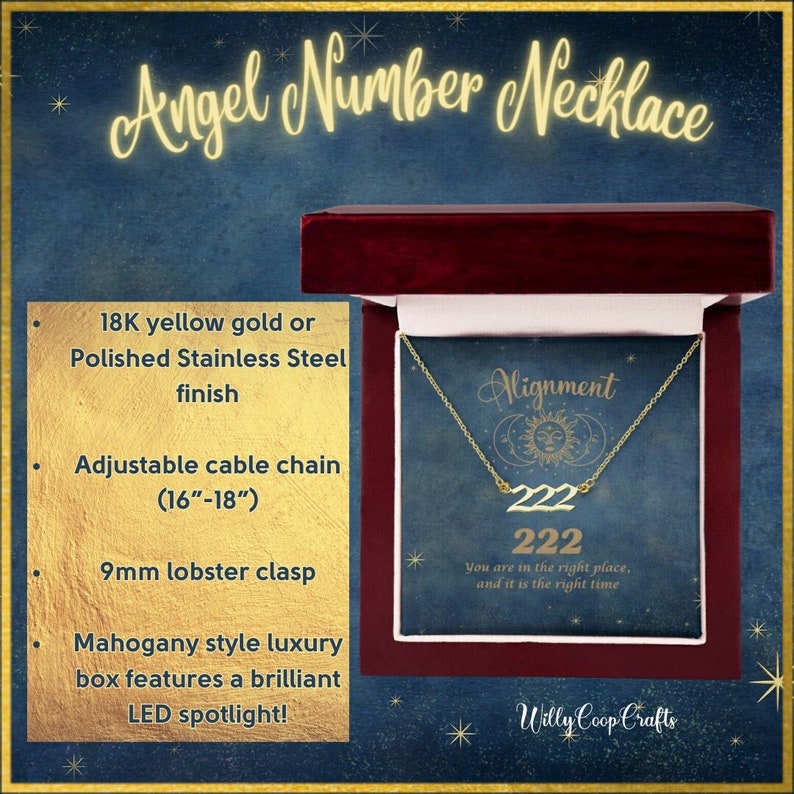 Number Necklace, Angel Number Necklace, 444 Necklace, 333 Necklace, 222