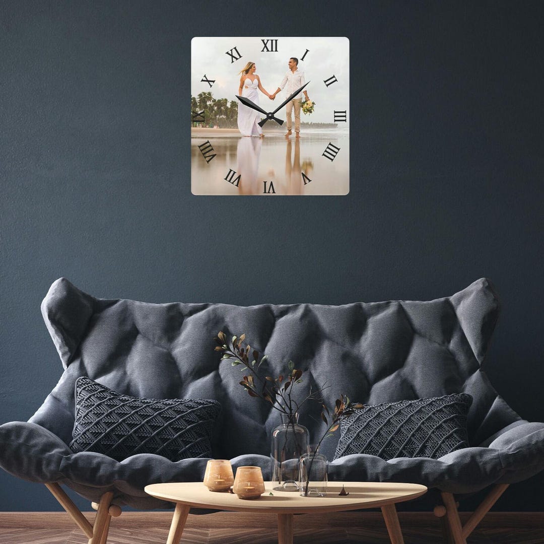 Personalized Photo Wall Clock: Custom Acrylic Gift, Square Clock - Etsy