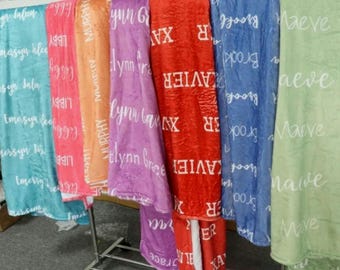 Spersonalizowany koc z imieniem 50x60, welurowy pluszowy pled, spersonalizowana dekoracja pokoju dziecięcego