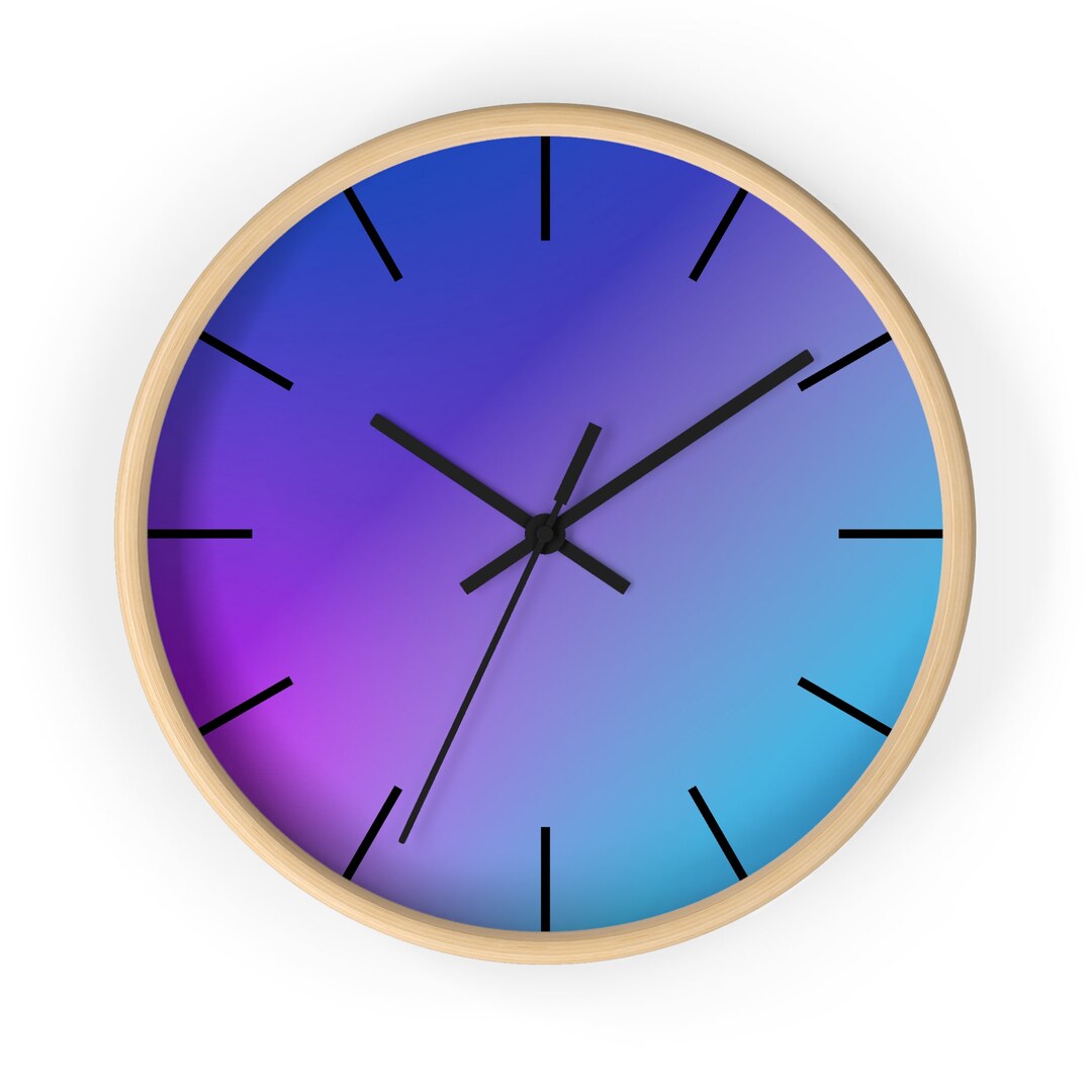 Minimalist Wall Clock Wooden Wall Clock Blue Wall Clock Etsy